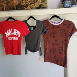 Bundle of 3 90s Vibe Tees. Forever 21, Rue 21, and  On Fire brands.